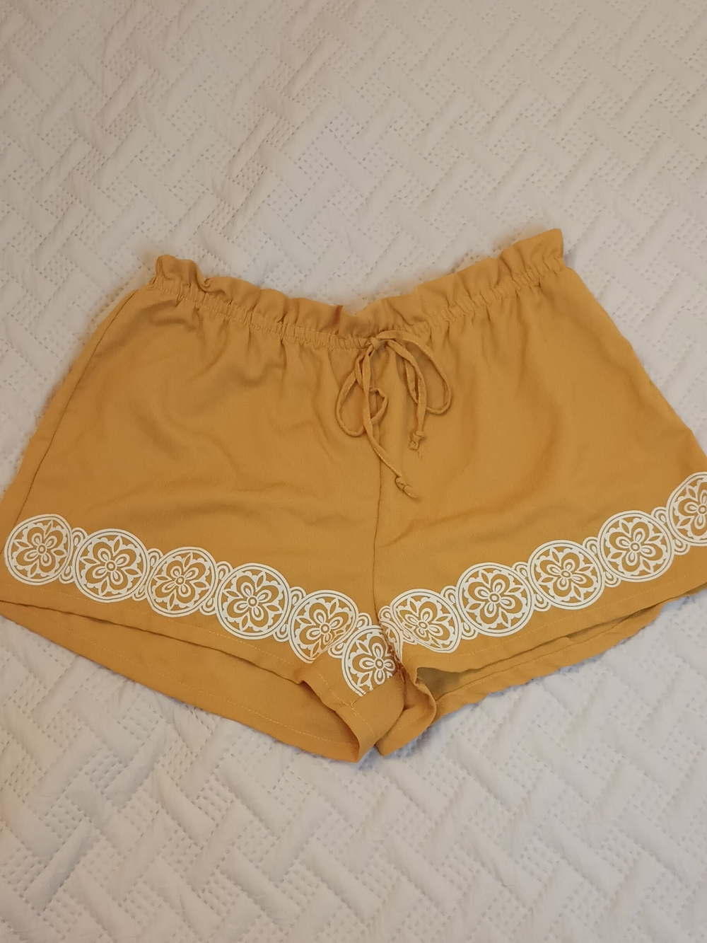 Living Doll Drawstring Shorts in Mustard 1